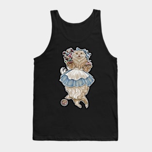 Ferret Alice In Wonderland With Tea Cups - White Outlined Version Tank Top